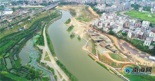 航拍?？诿郎岷峪P翔濕地公園生態(tài)科普館 